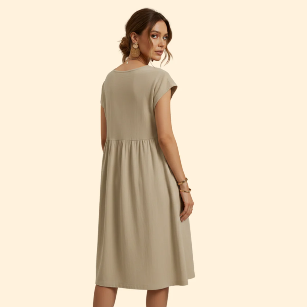 Women’s Midi Dress with Pockets and Boat Neckline - Image 5