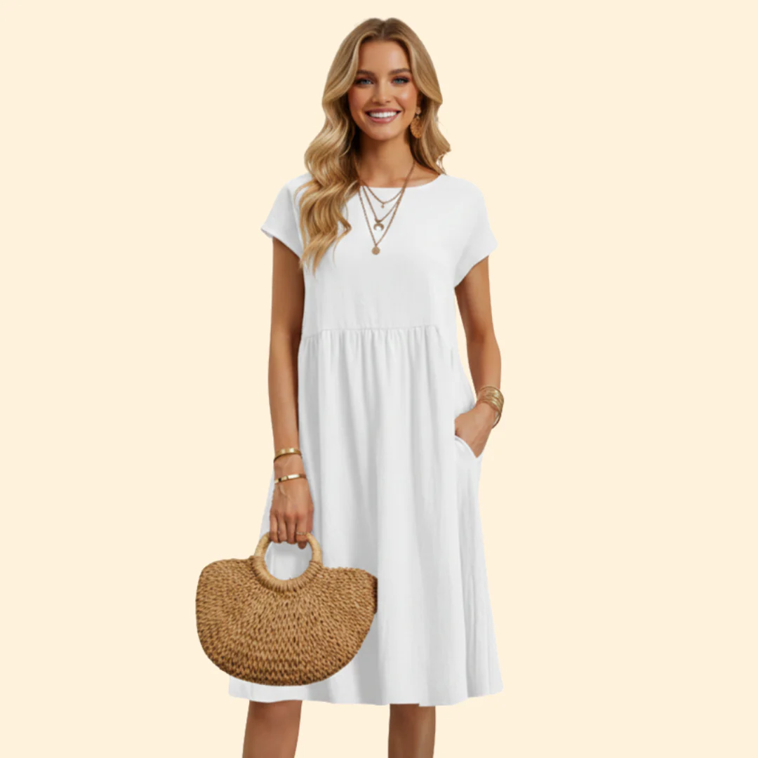 Women’s Midi Dress with Pockets and Boat Neckline - Image 6