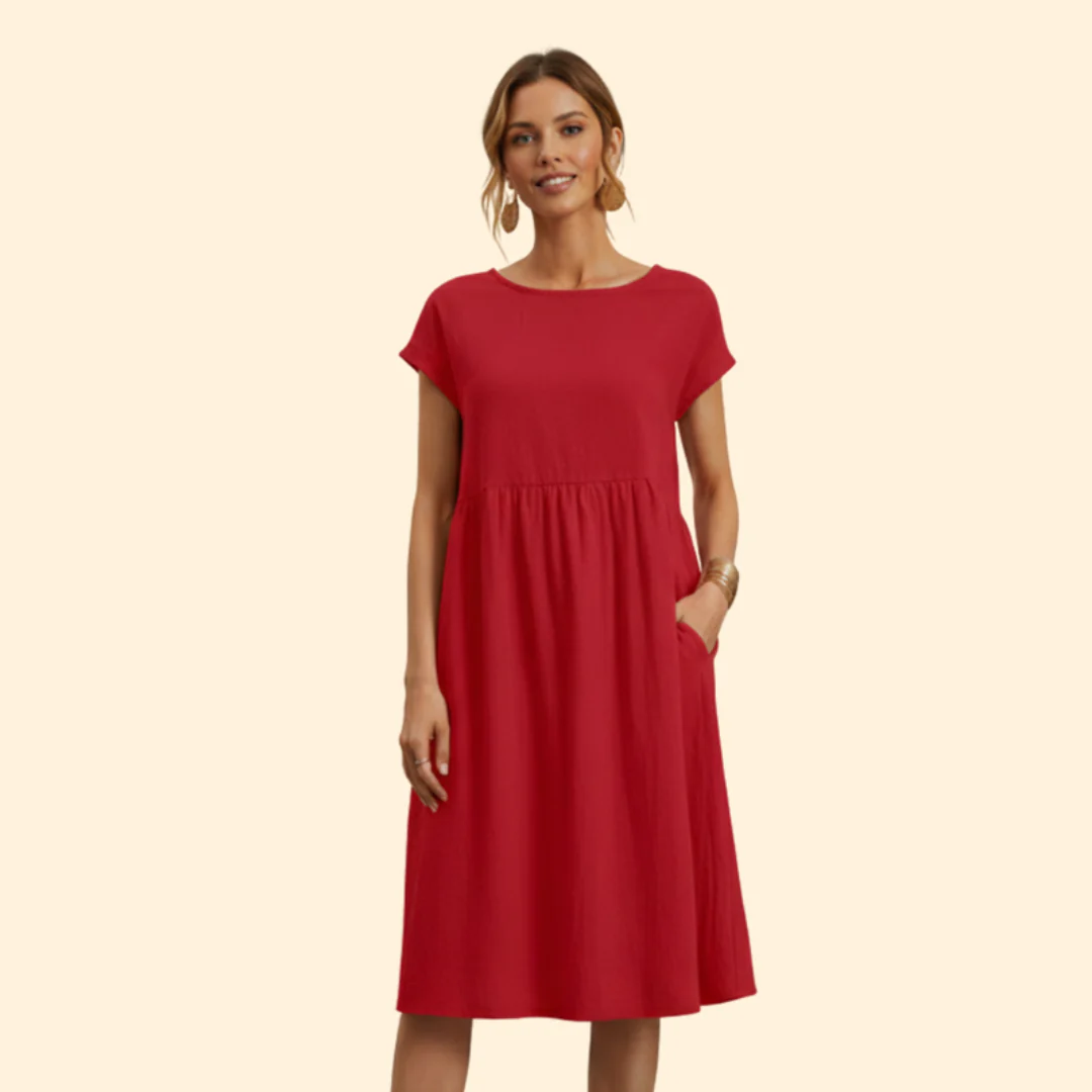 Women’s Midi Dress with Pockets and Boat Neckline - Image 8