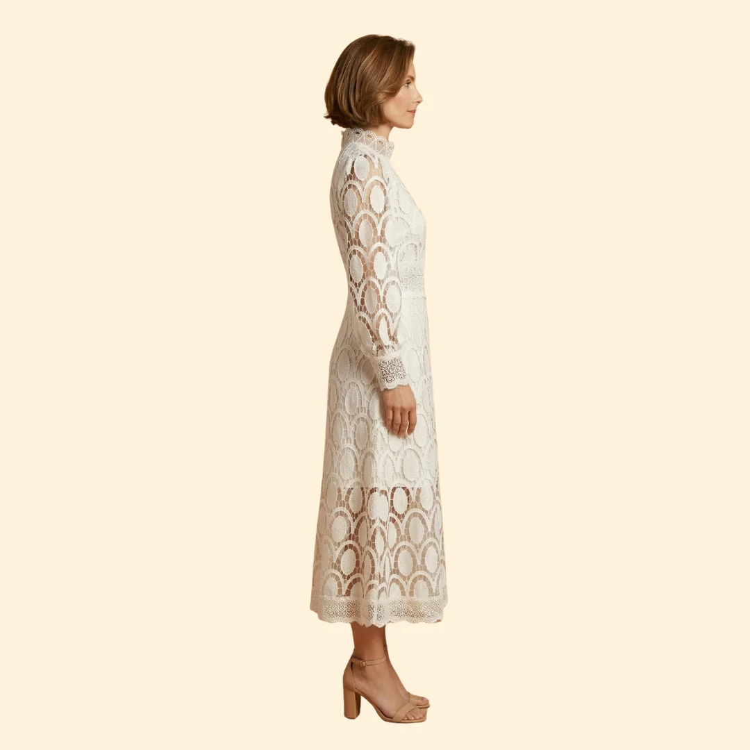 Women’s Midi Dress with Scalloped Lace - Image 3