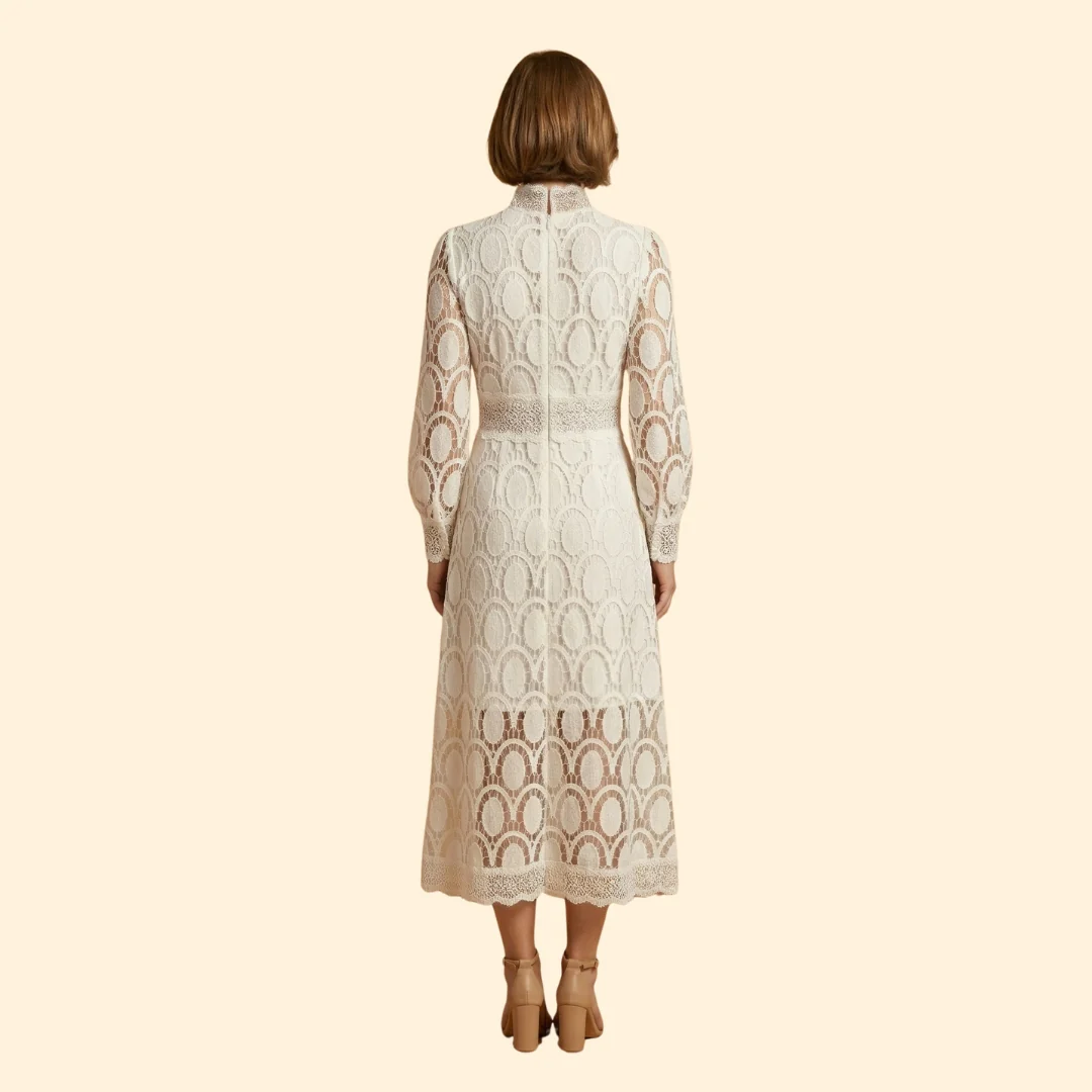 Women’s Midi Dress with Scalloped Lace - Image 5