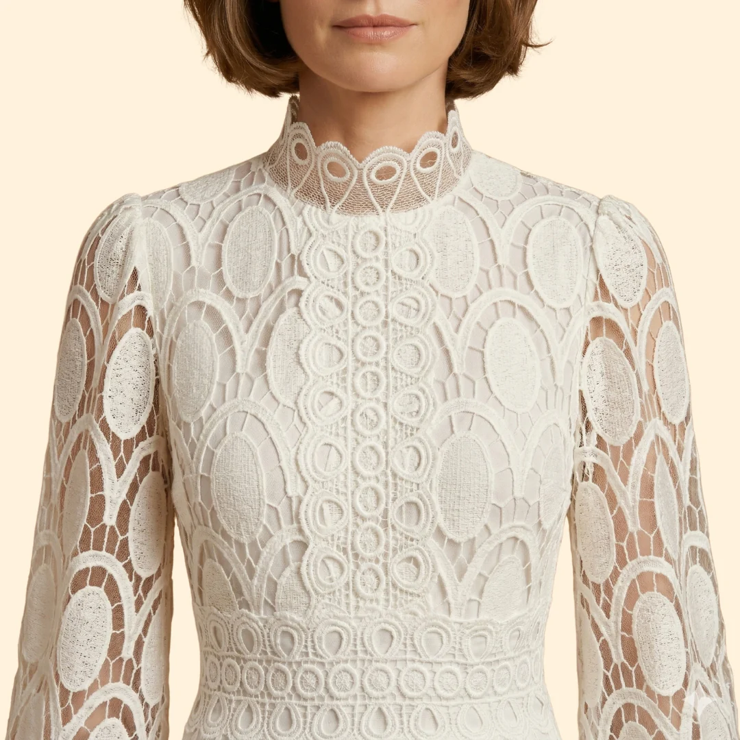 Women’s Midi Dress with Scalloped Lace - Image 6