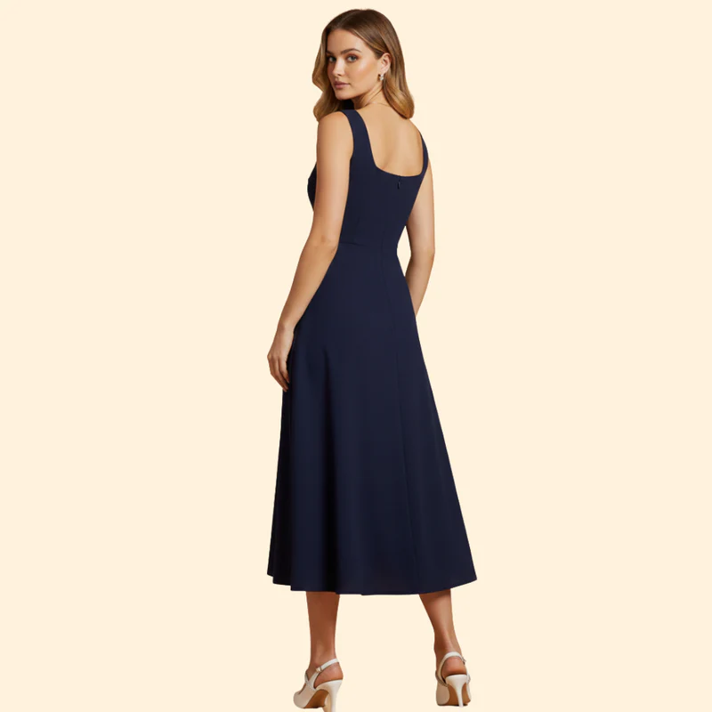 Women’s Midi Dress with Square Neckline - Image 4