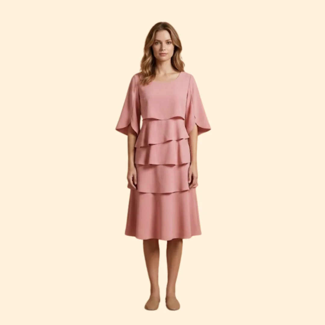 Women’s Midi Dress with Tiered Ruffles - Image 2