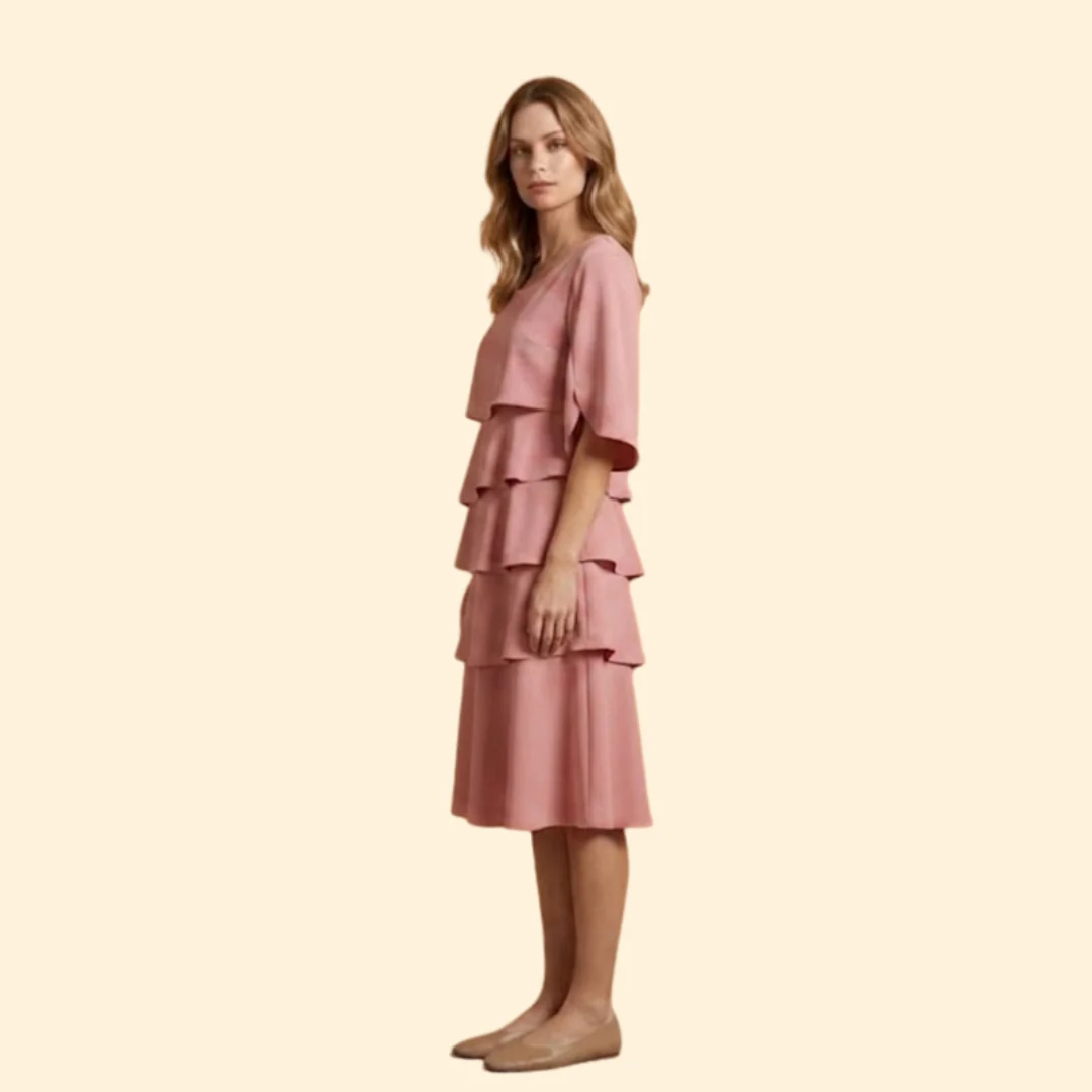 Women’s Midi Dress with Tiered Ruffles - Image 3