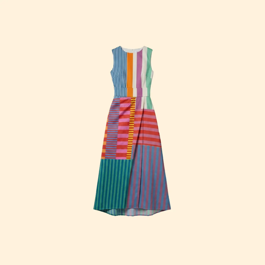 Women’s Midi Dress with Vertical Stripes
