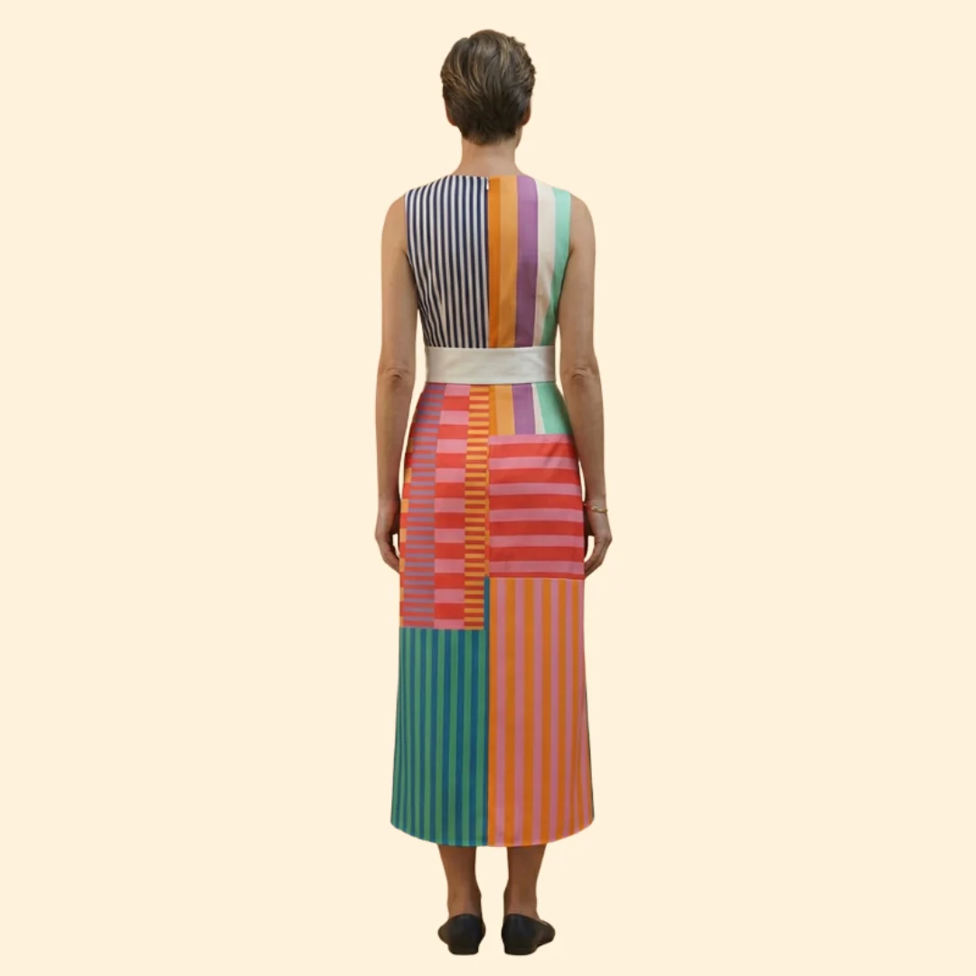 Women’s Midi Dress with Vertical Stripes - Image 4