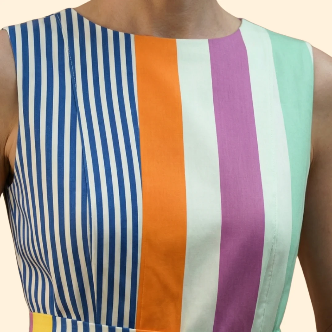 Women’s Midi Dress with Vertical Stripes - Image 5