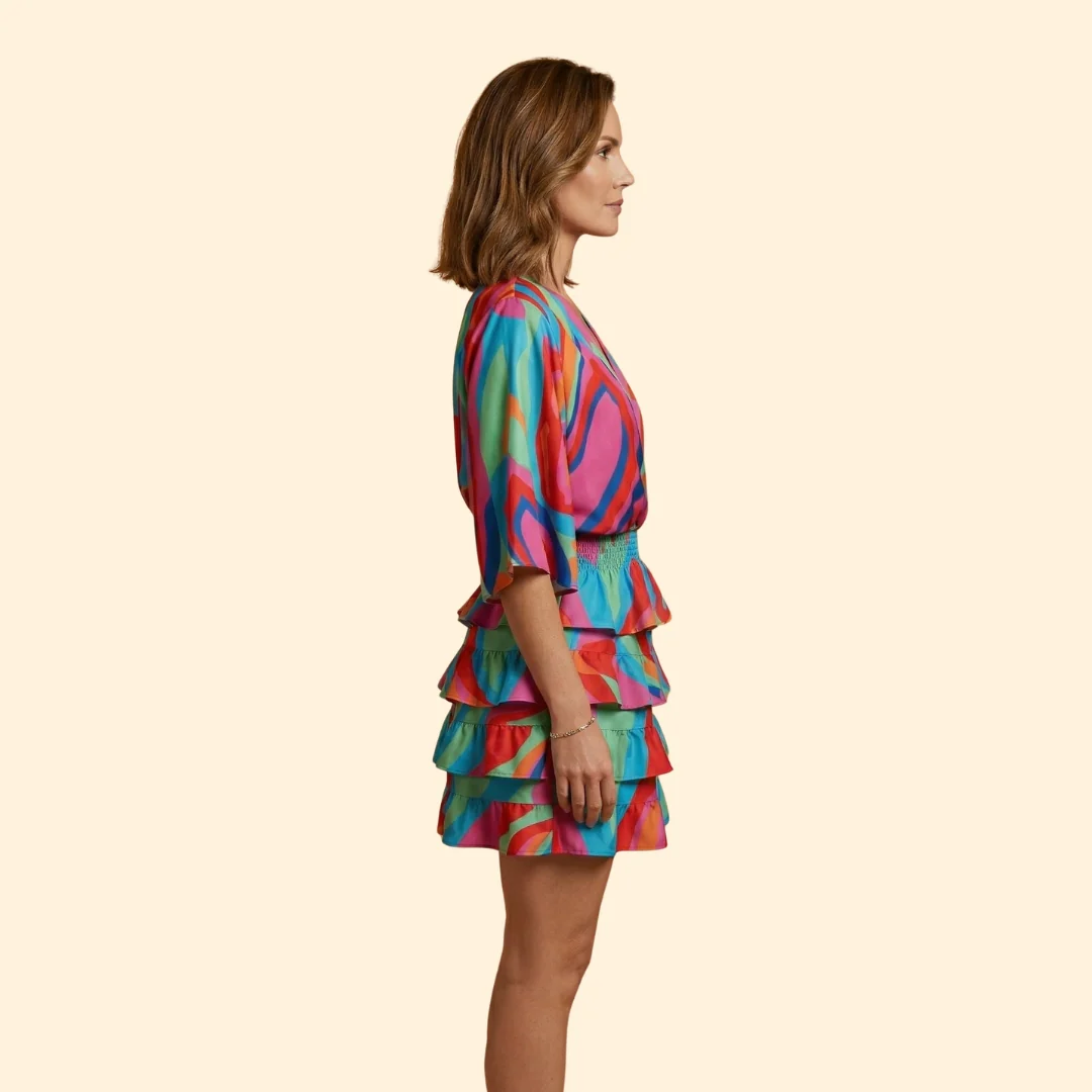 Women’s Mini Dress with Elastic Waistband - Image 3