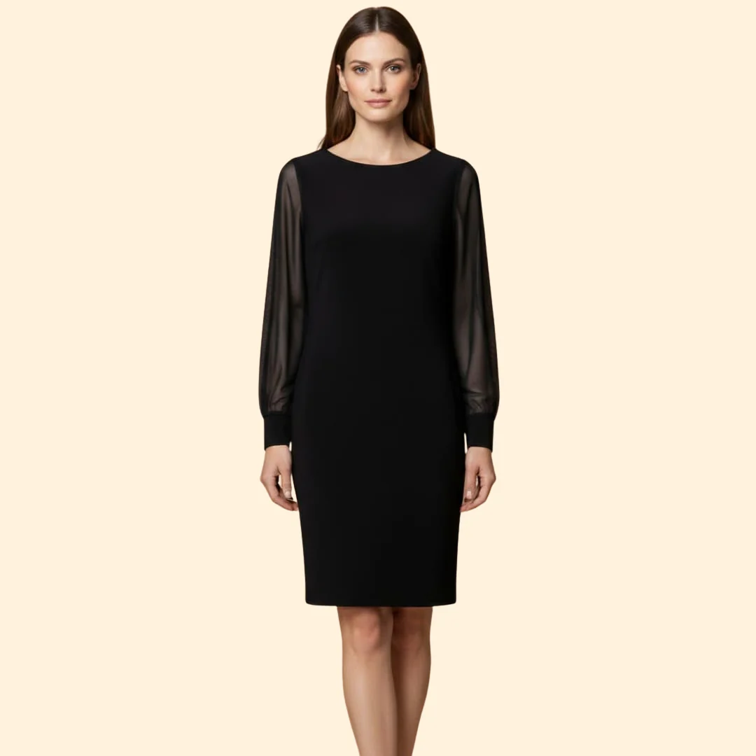 Women's  Mini Dress with Sheer Sleeves - Image 2
