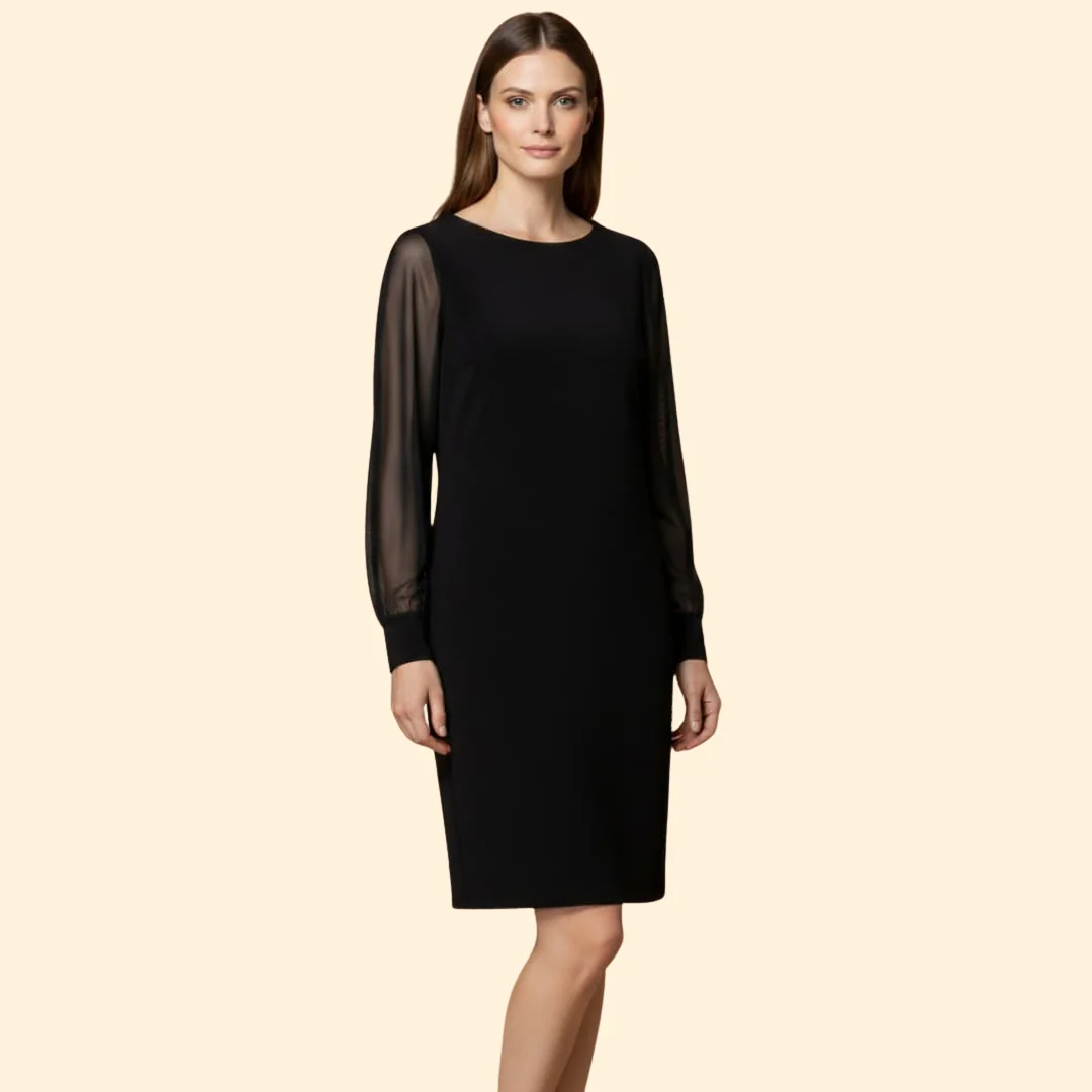 Women's  Mini Dress with Sheer Sleeves - Image 3