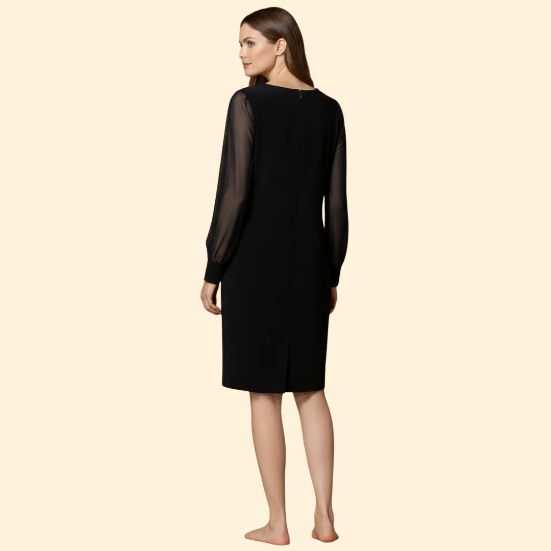 Women's  Mini Dress with Sheer Sleeves - Image 4