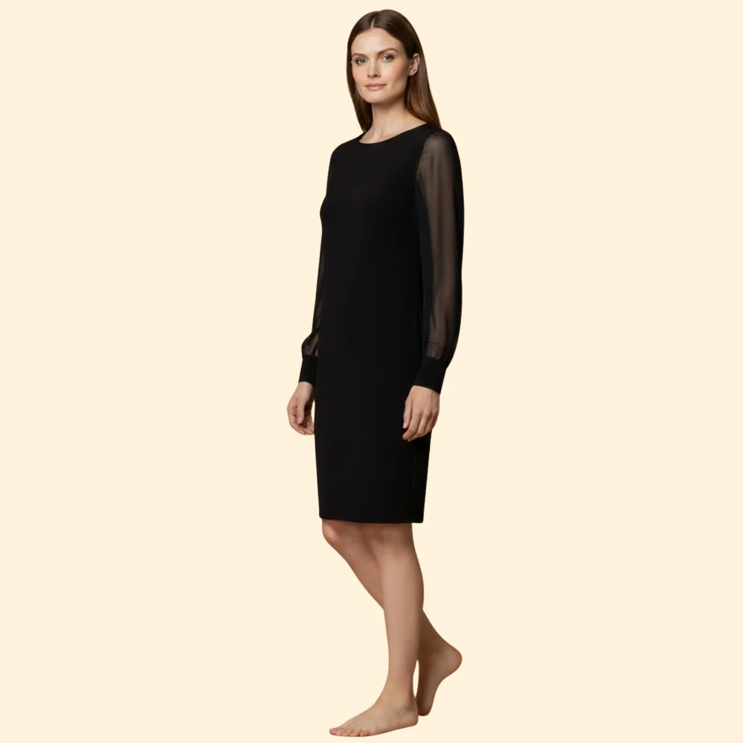 Women's  Mini Dress with Sheer Sleeves - Image 5