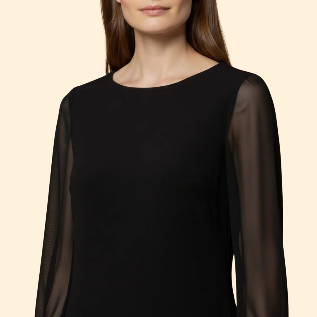 Women's  Mini Dress with Sheer Sleeves - Image 6