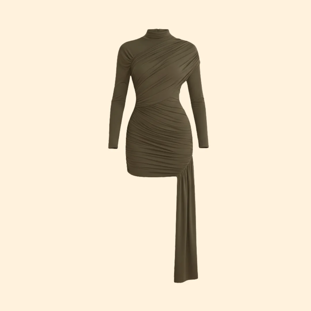 Women's Mini Dress with Stand-Up Collar