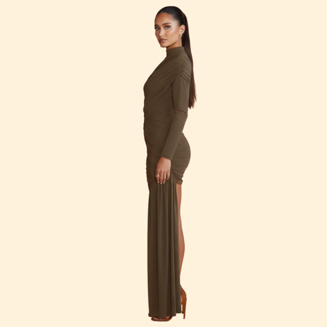 Women's Mini Dress with Stand-Up Collar - Image 4