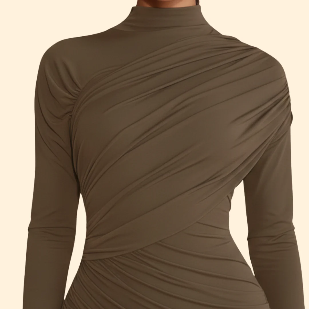 Women's Mini Dress with Stand-Up Collar - Image 5