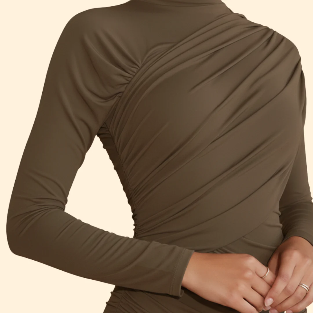 Women's Mini Dress with Stand-Up Collar - Image 6