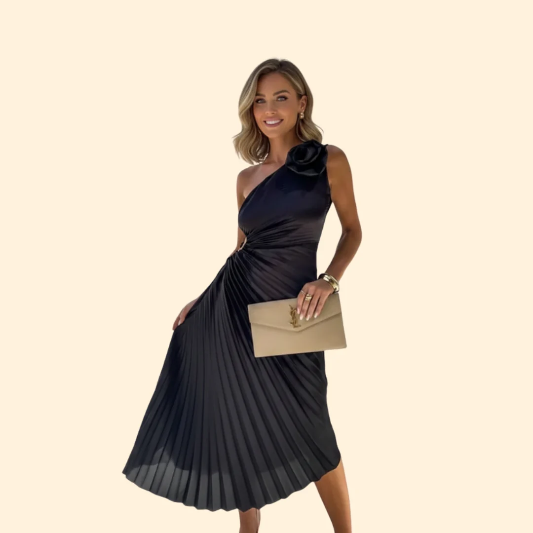 Women’s One-Shoulder Dress with 3D Flower - Image 7