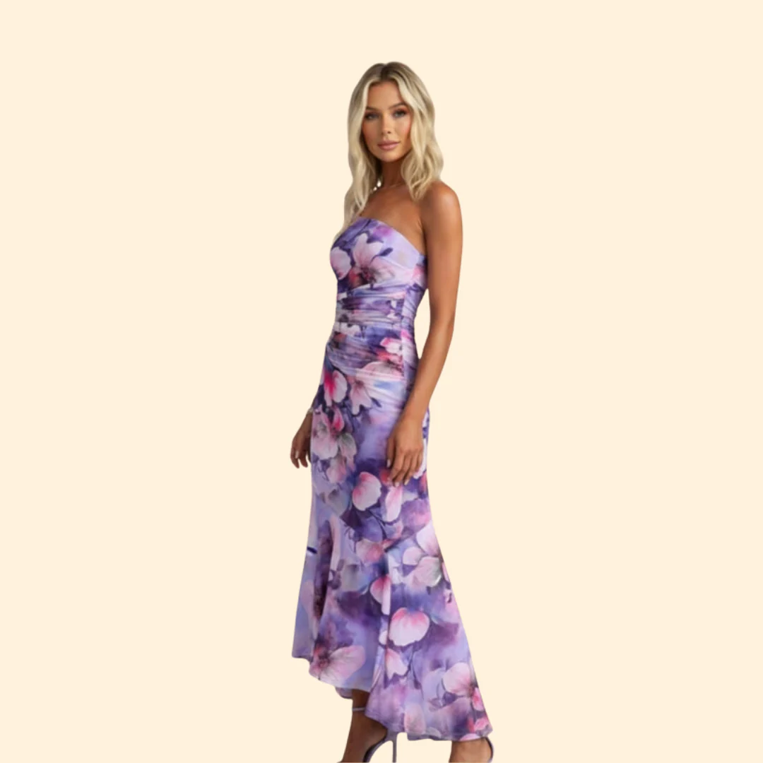 Women’s One-Shoulder Dress with Floral Print - Image 3