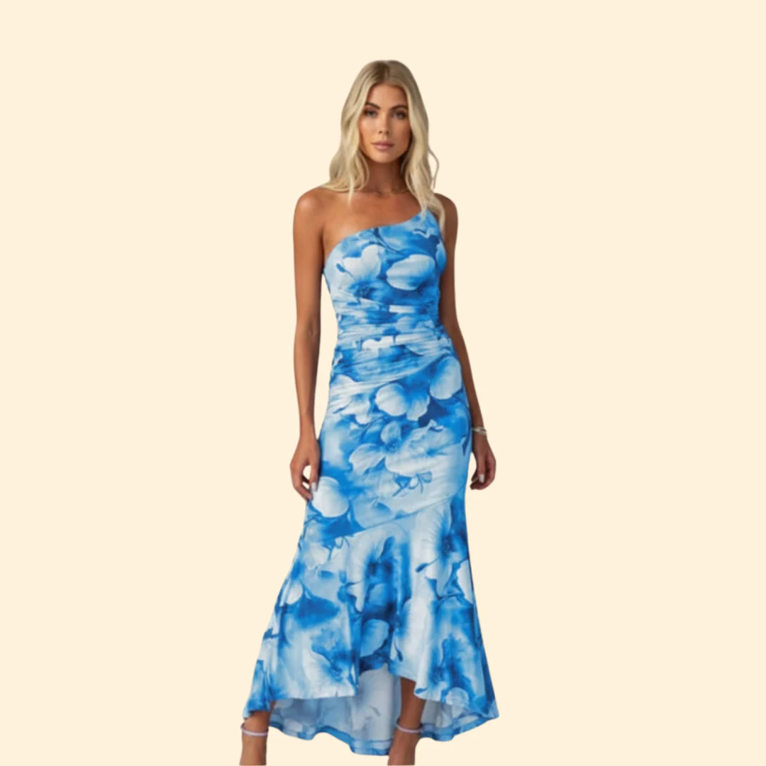 Women’s One-Shoulder Dress with Floral Print - Image 6