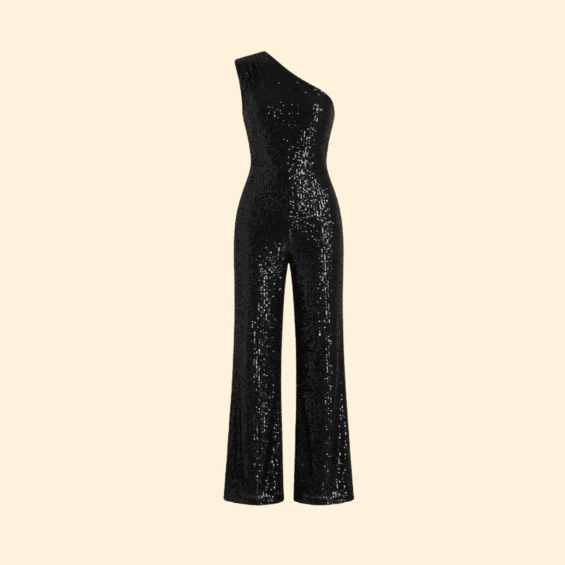 Women’s One-Shoulder Jumpsuit with Flared Legs
