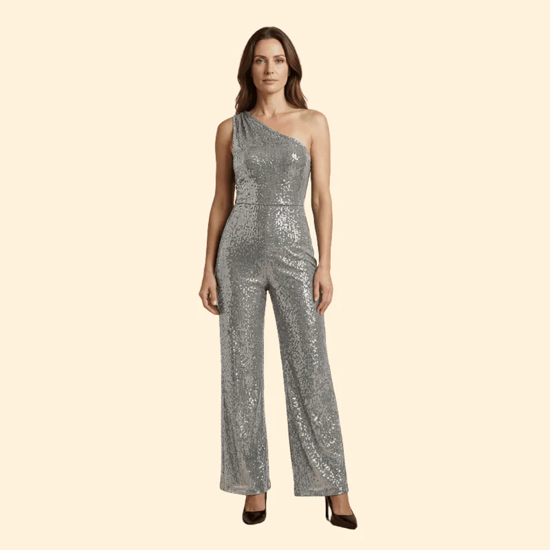 Women’s One-Shoulder Jumpsuit with Flared Legs - Image 17