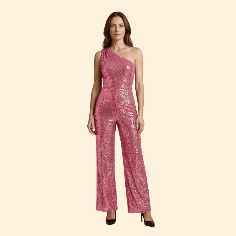 Women’s One-Shoulder Jumpsuit with Flared Legs - Image 18