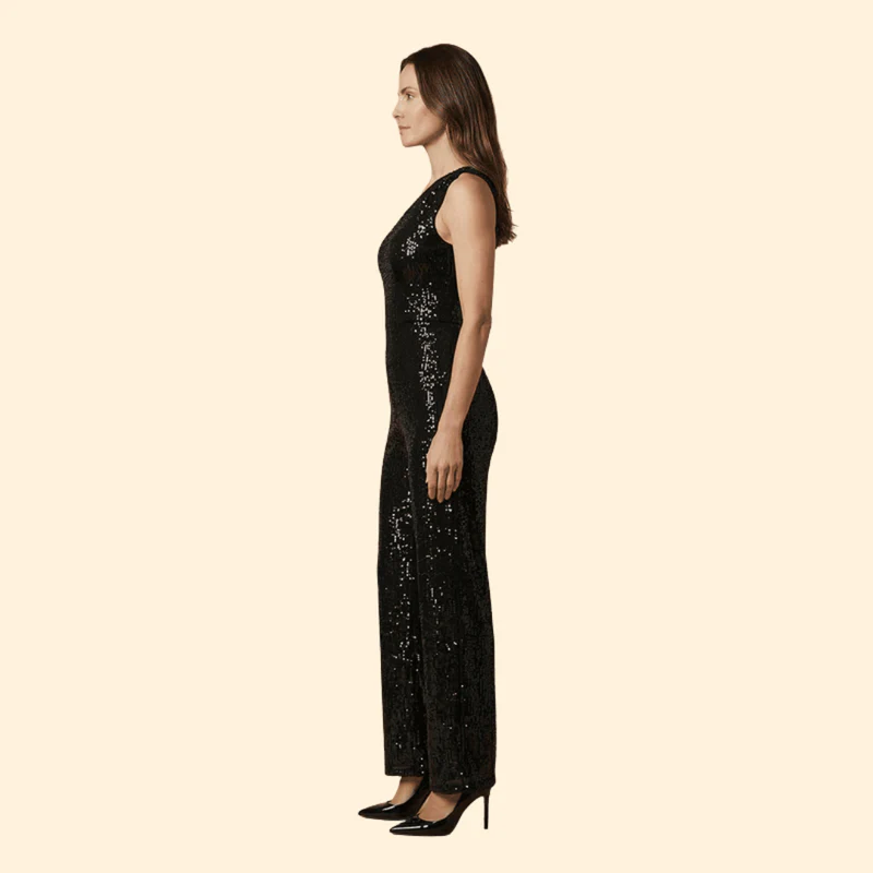 Women’s One-Shoulder Jumpsuit with Flared Legs - Image 3