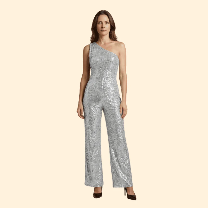 Women’s One-Shoulder Jumpsuit with Flared Legs - Image 7
