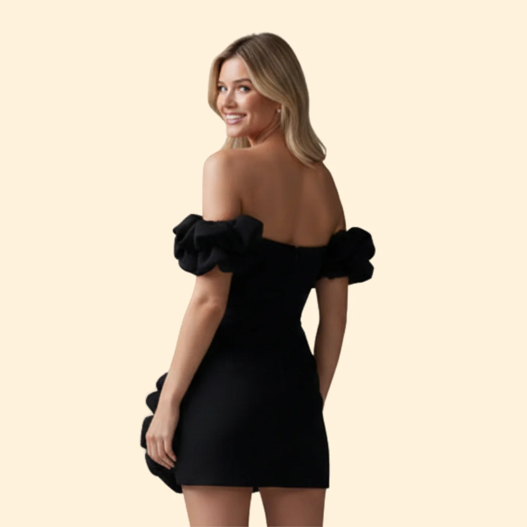 Women’s One-Shoulder Satin Dress with Ruffles - Image 5