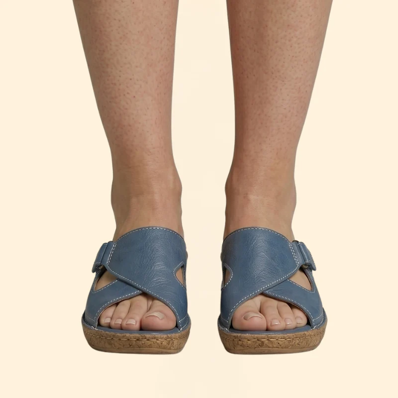 Women's Open Toe Sandals with Contrast Stitching - Image 3