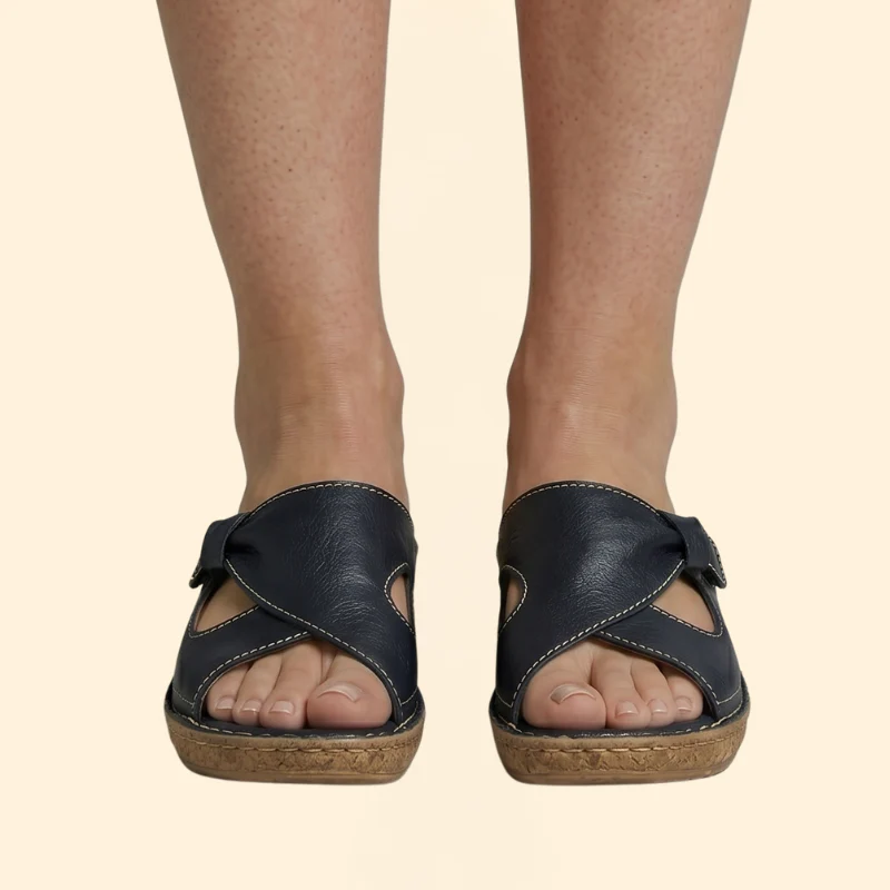 Women's Open Toe Sandals with Contrast Stitching - Image 9