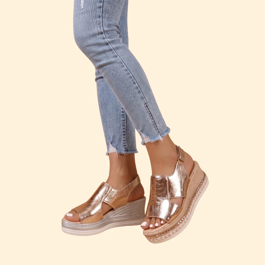 Women's Orthopedic Sandals with Metallic Finish - Image 3