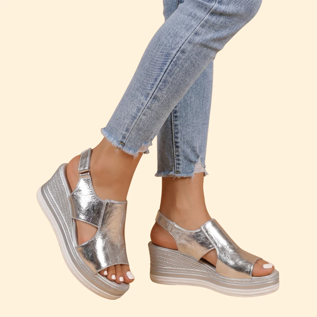 Women's Orthopedic Sandals with Metallic Finish - Image 4
