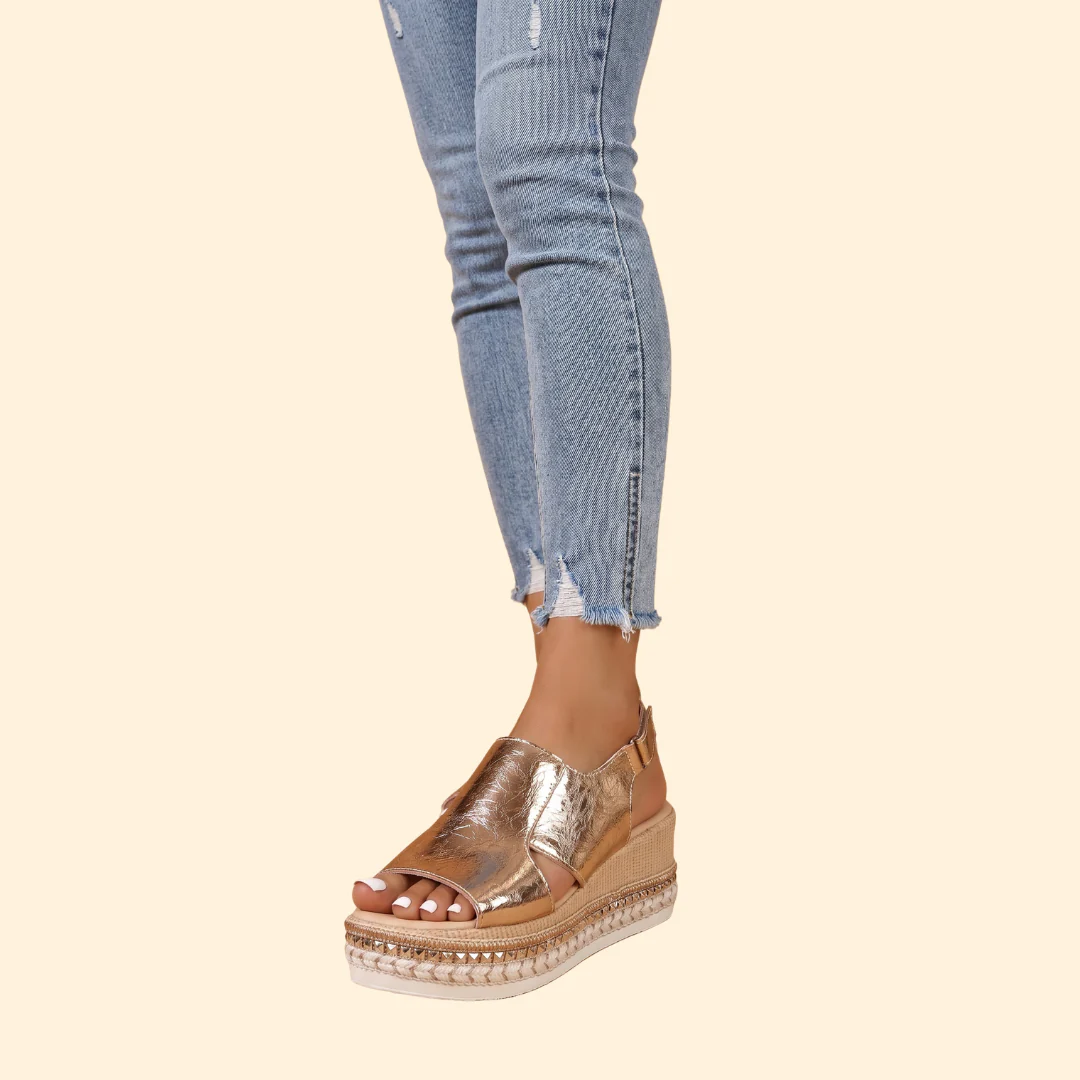 Women's Orthopedic Sandals with Metallic Finish - Image 5