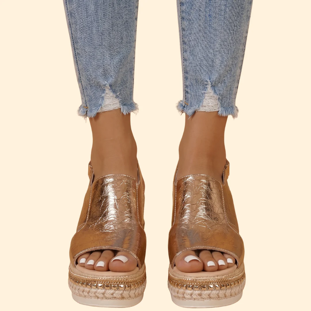 Women's Orthopedic Sandals with Metallic Finish - Image 6