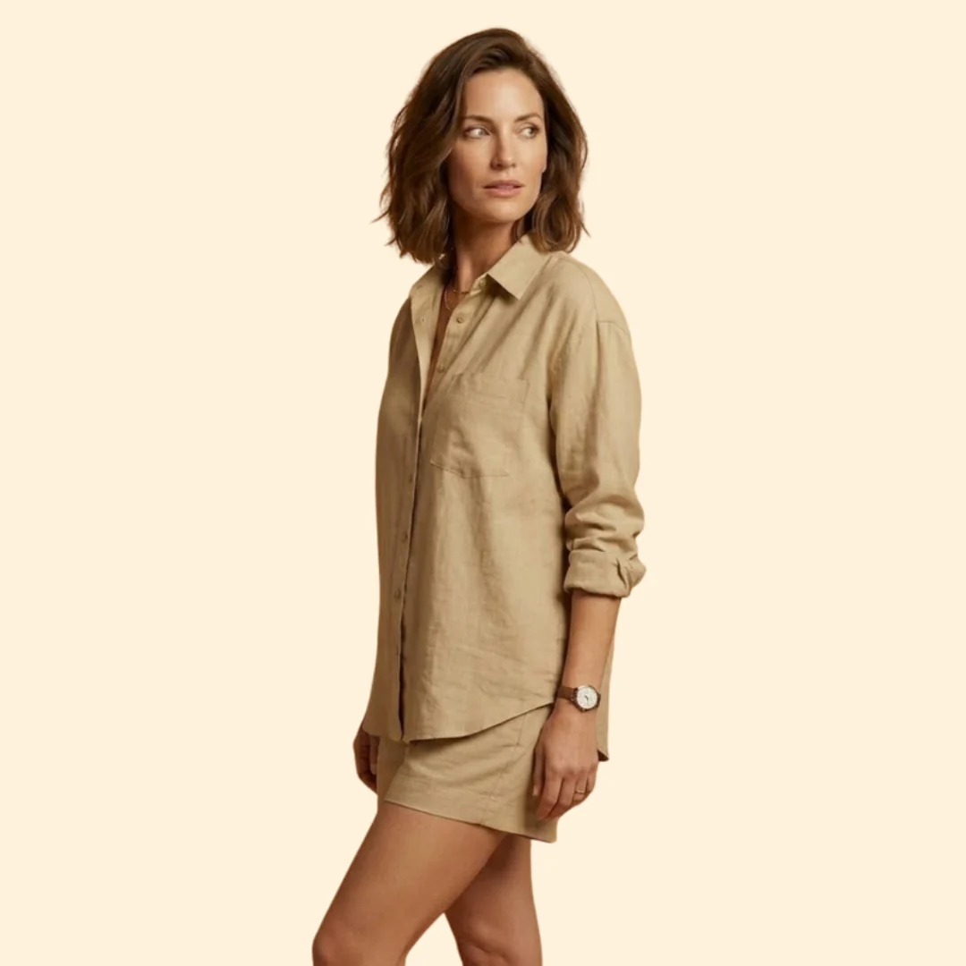 Women’s Oversized Shirt with Elastic Waist Shorts - Image 4