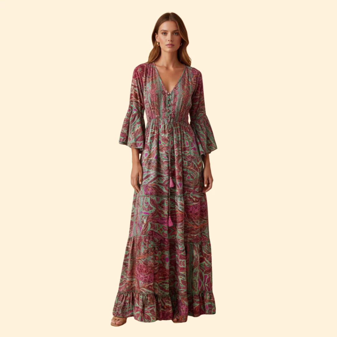 Women's Paisley Print Maxi Dress - Image 2