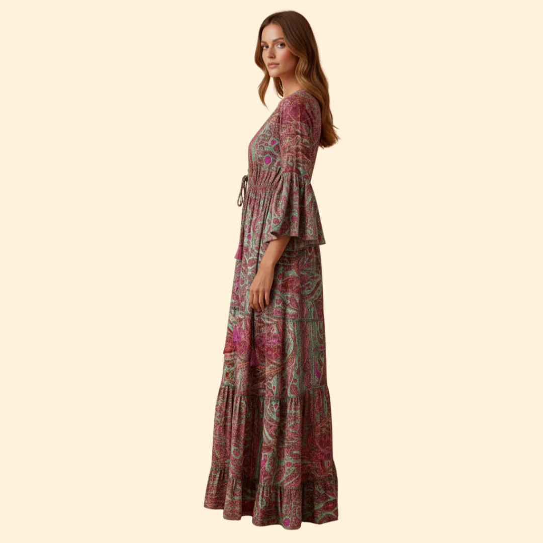 Women's Paisley Print Maxi Dress - Image 3