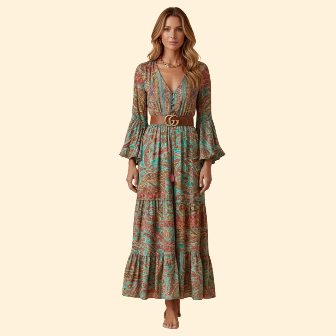 Women's Paisley Print Maxi Dress - Image 8