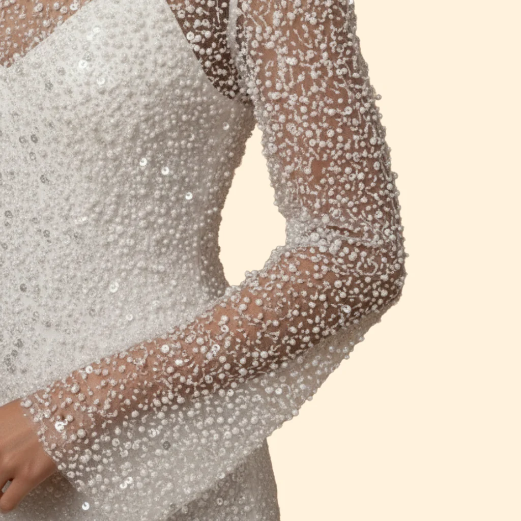 Women's Pearl Mesh Two-Piece Sling Dress - Image 5