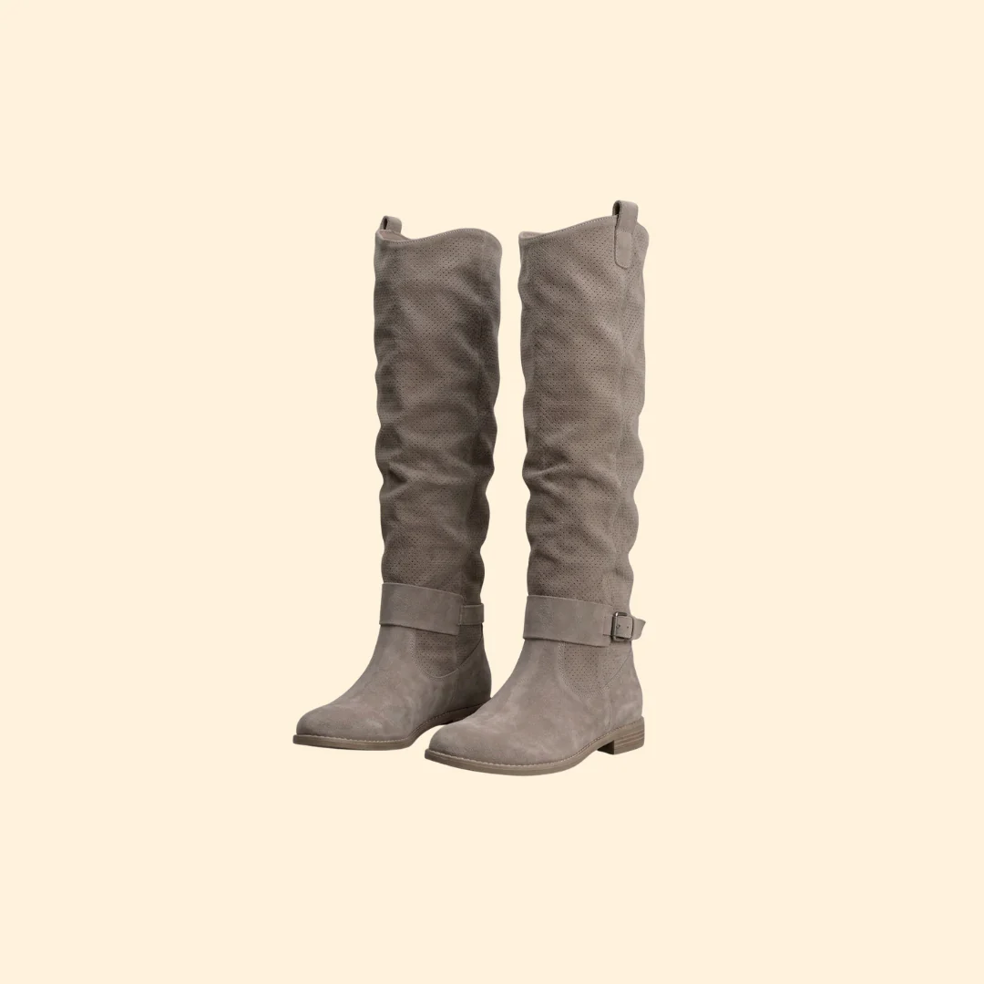Women's Perforated Boots with Buckle