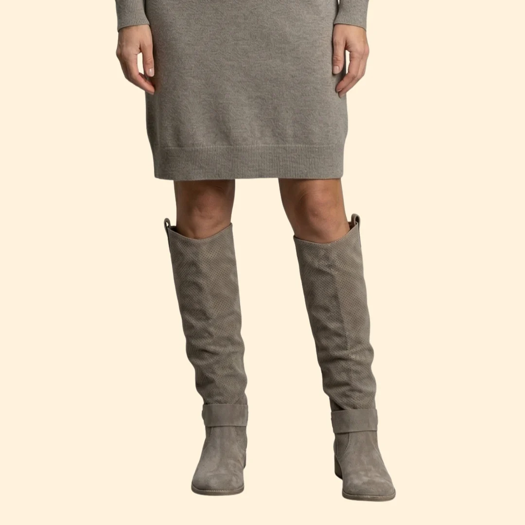Women's Perforated Boots with Buckle - Image 3