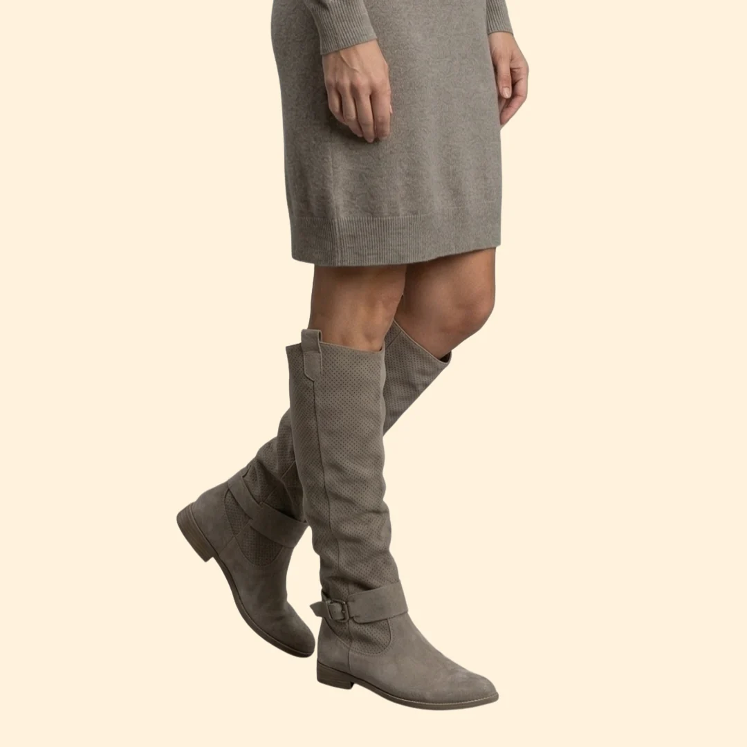 Women's Perforated Boots with Buckle - Image 4