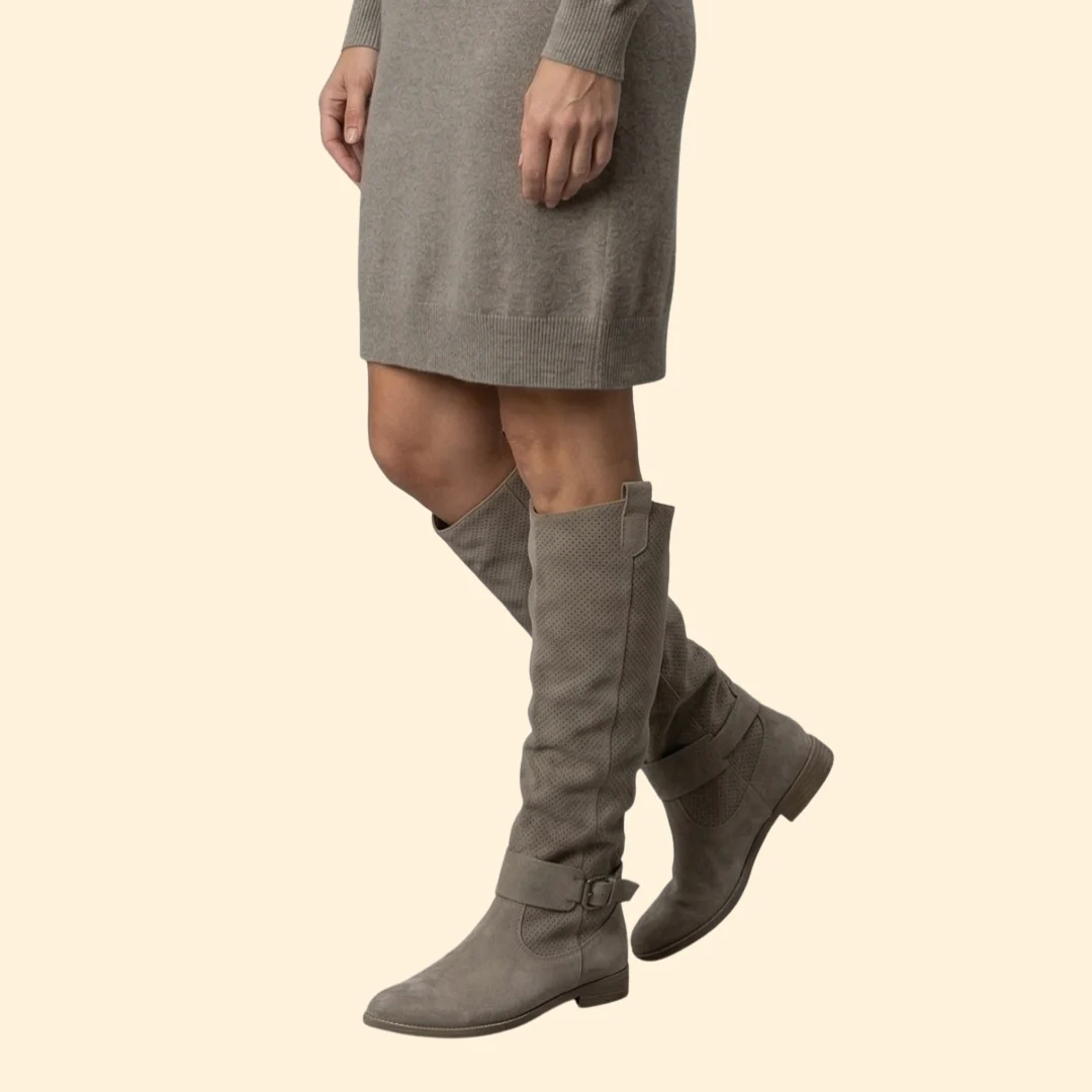 Women's Perforated Boots with Buckle - Image 5