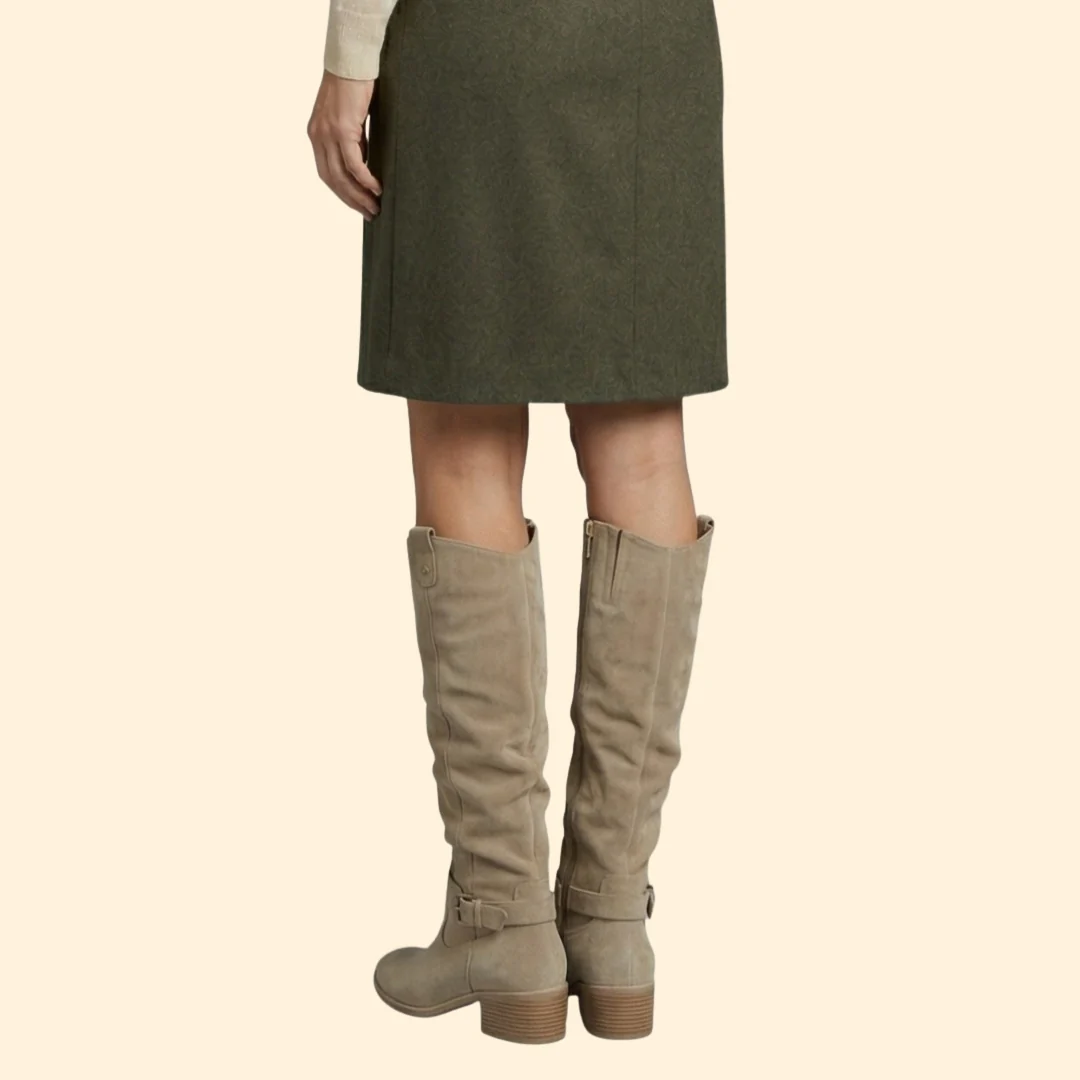 Women’s Perforated Knee-High Boots with Buckle - Image 6