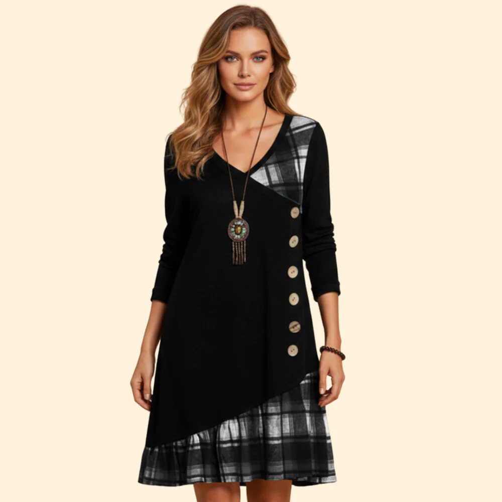 Women’s Plaid Long-Sleeve Dress - Image 10