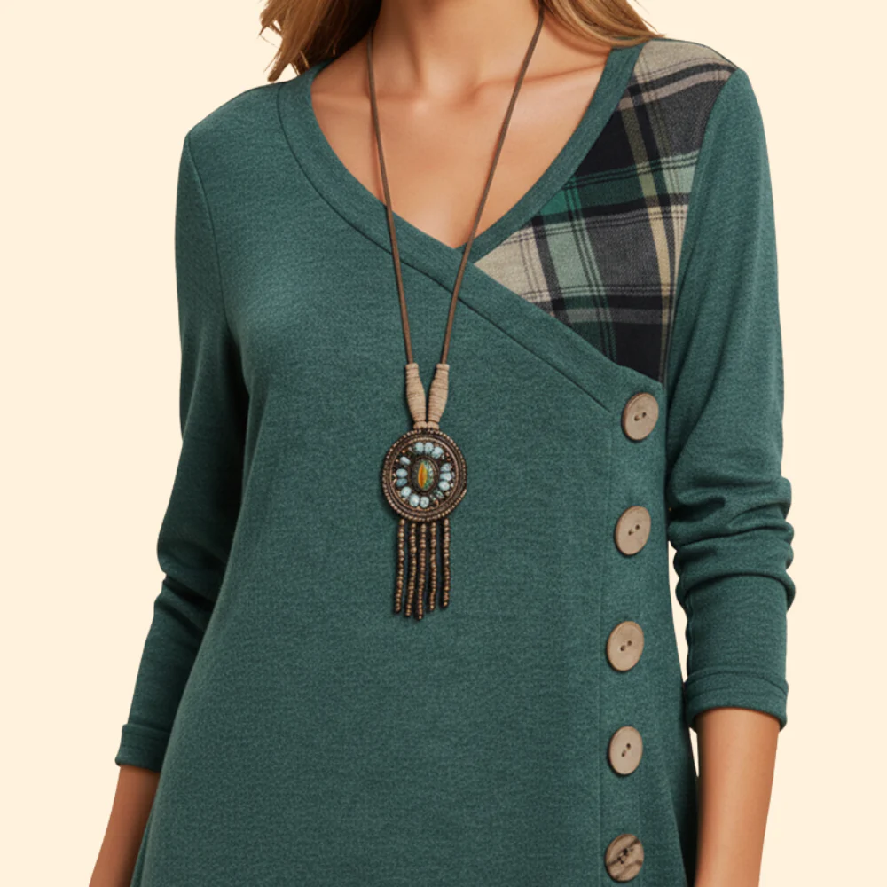 Women’s Plaid Long-Sleeve Dress - Image 4