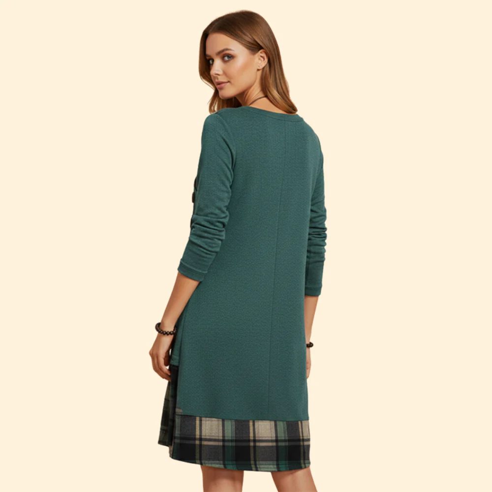 Women’s Plaid Long-Sleeve Dress - Image 5
